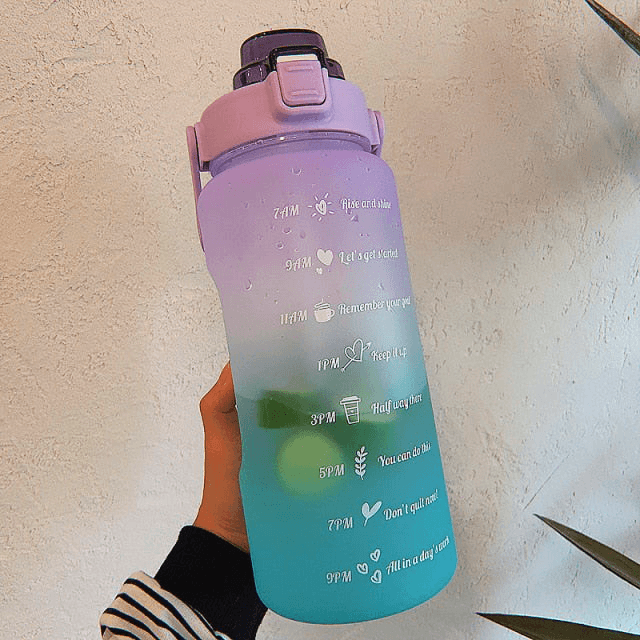 2L motivierende Wasserflasche mit Strohhalm (BPA-frei)