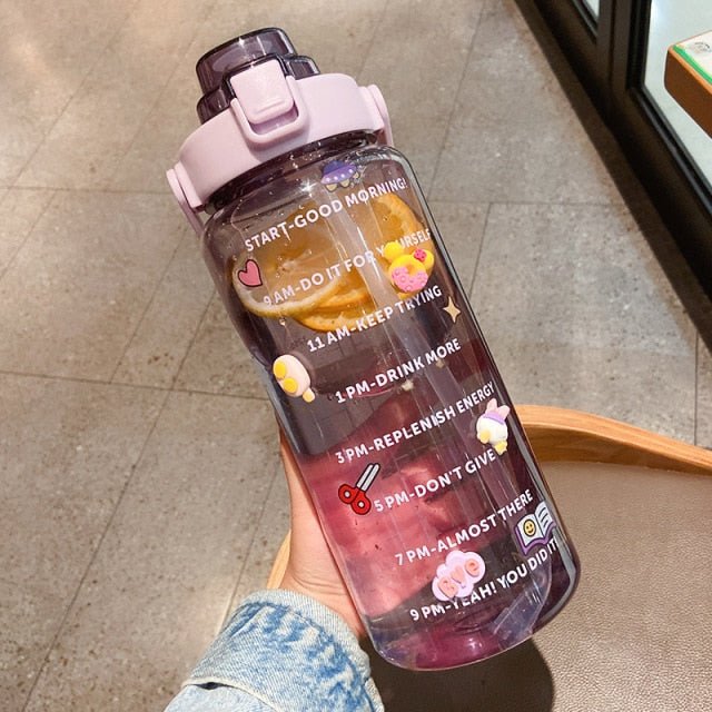 Milifox 2,2 Liter/3,8 Liter Sport Trinkflasche mit Strohhalme,BPA-Frei  Wasserflasche Auslaufsichere,Motivierende Trinkflasche mit